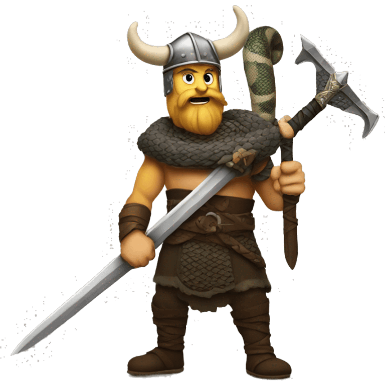 Viking with sword as snake emoji