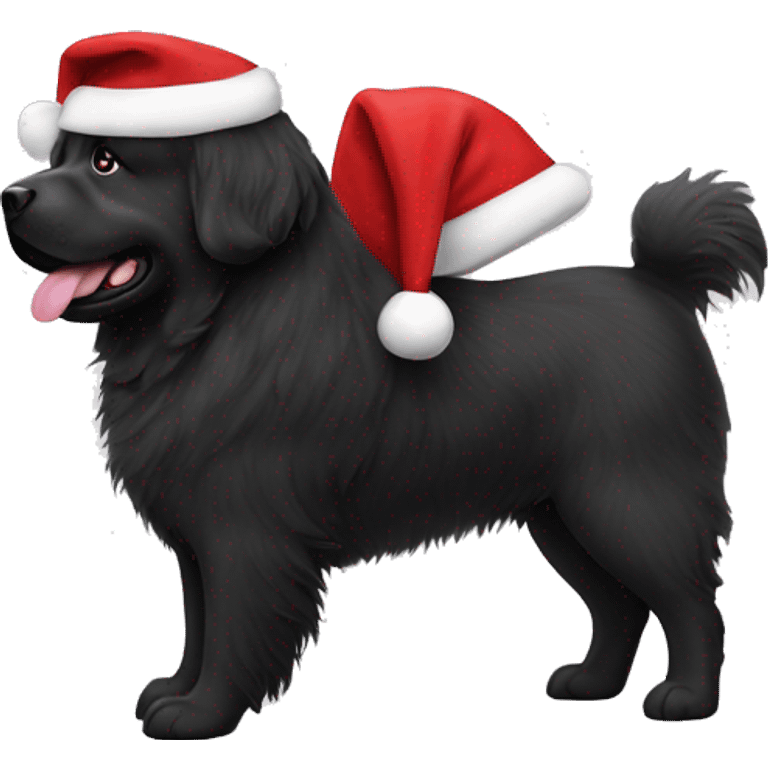 Newfoundland dog with Santa hat emoji