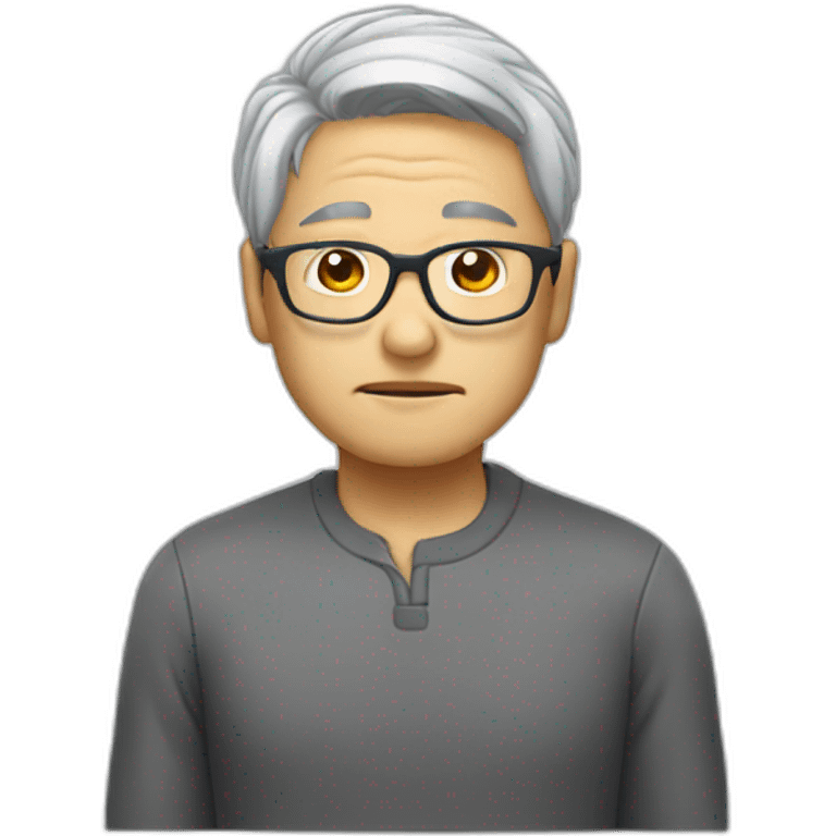 Chinese grey hair wear glasses thumb down emoji