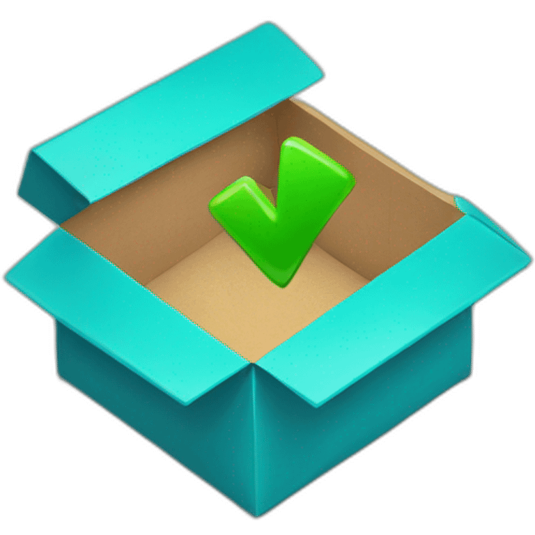 Open Blue box with a green check mark emoji