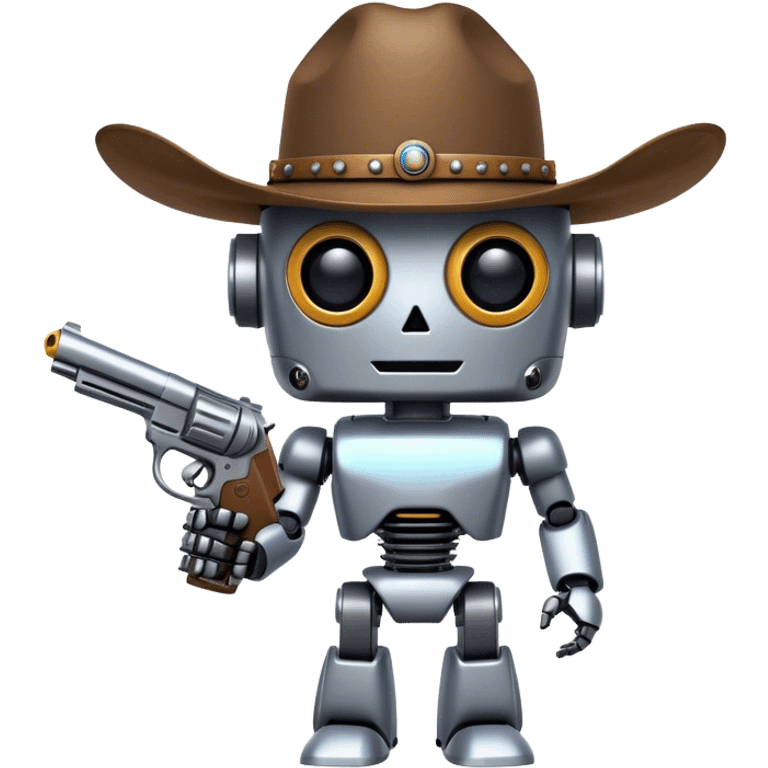 robot with cowboy hat, pistol emoji