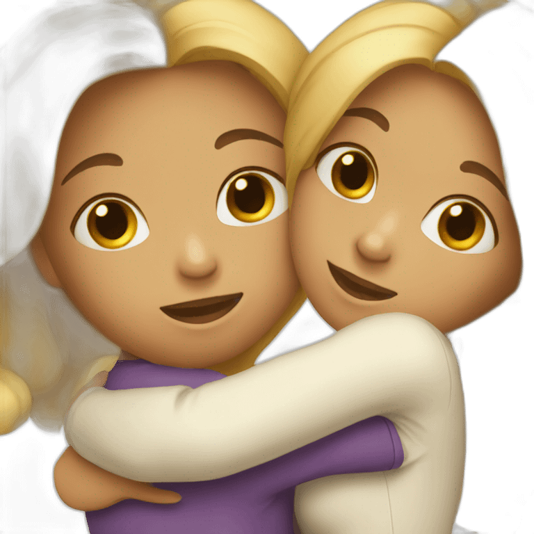 two girls hugging emoji