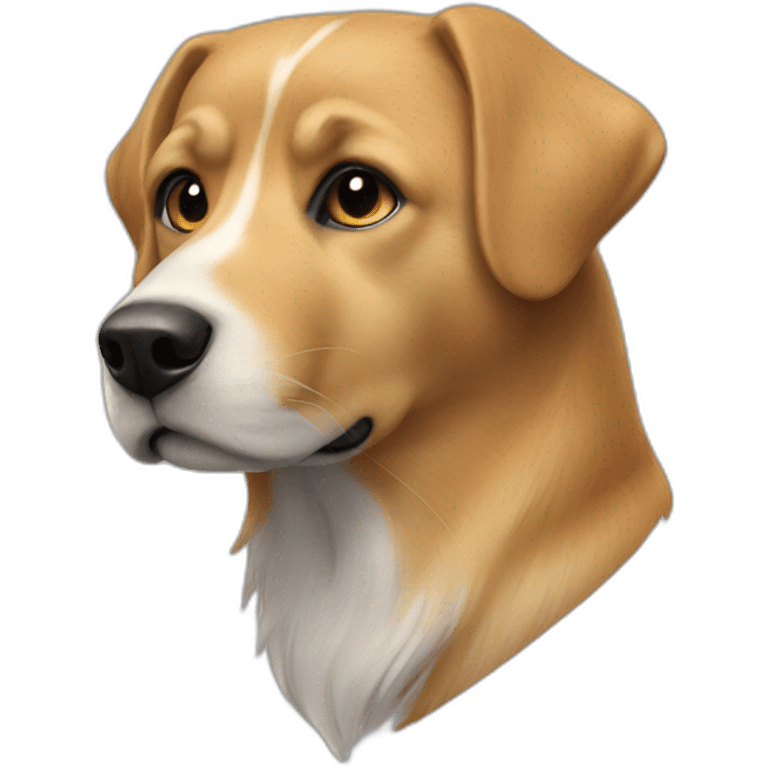 Chat assie sur un chien emoji