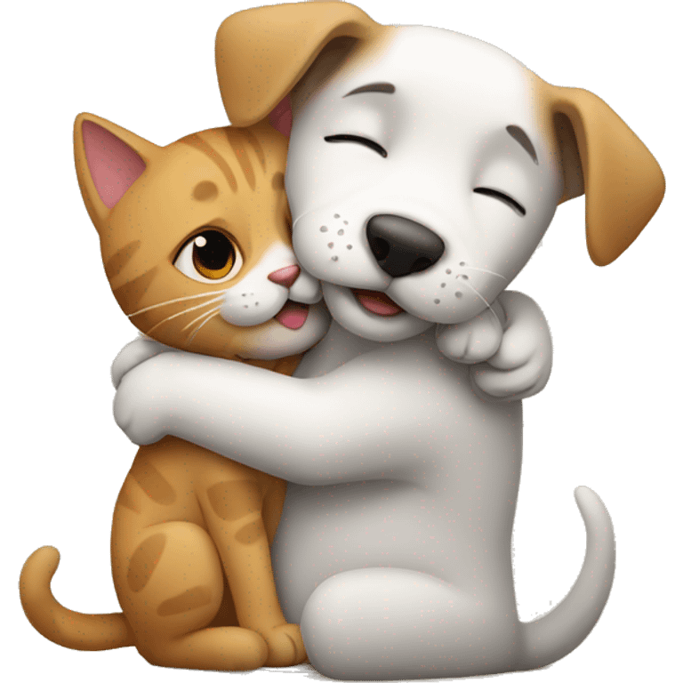 Dog hug with a cat emoji