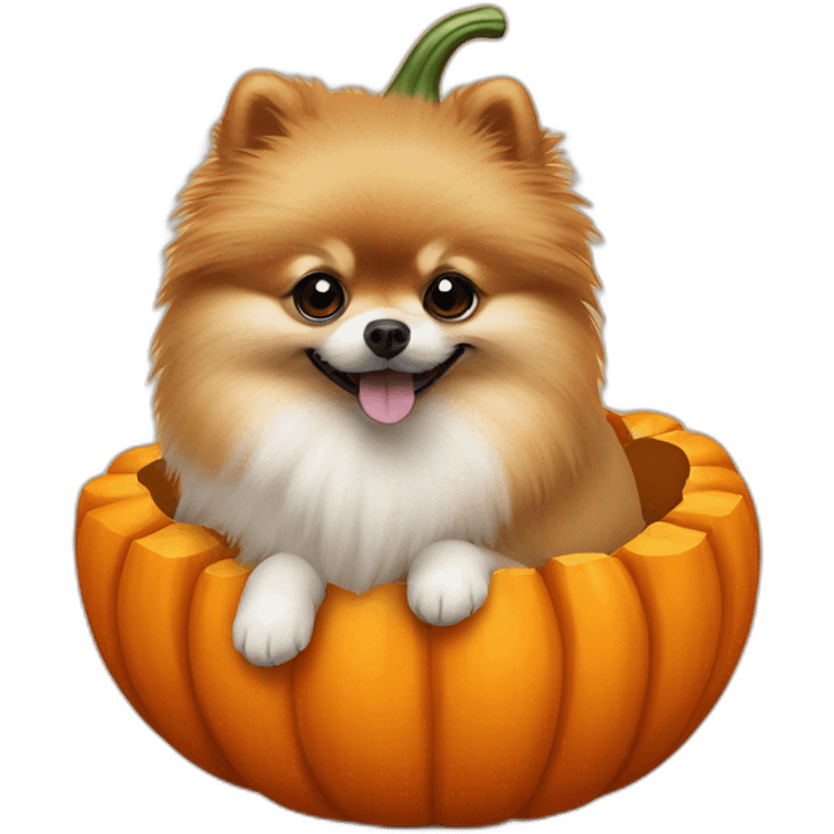 Pomeranian in a pumpkin emoji