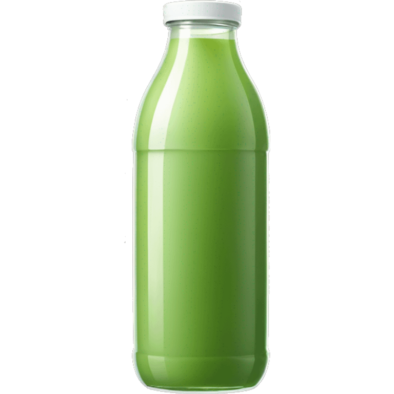 aesthetic green juice in tall clear full drink bottle with white lid realistic soft textures emoji