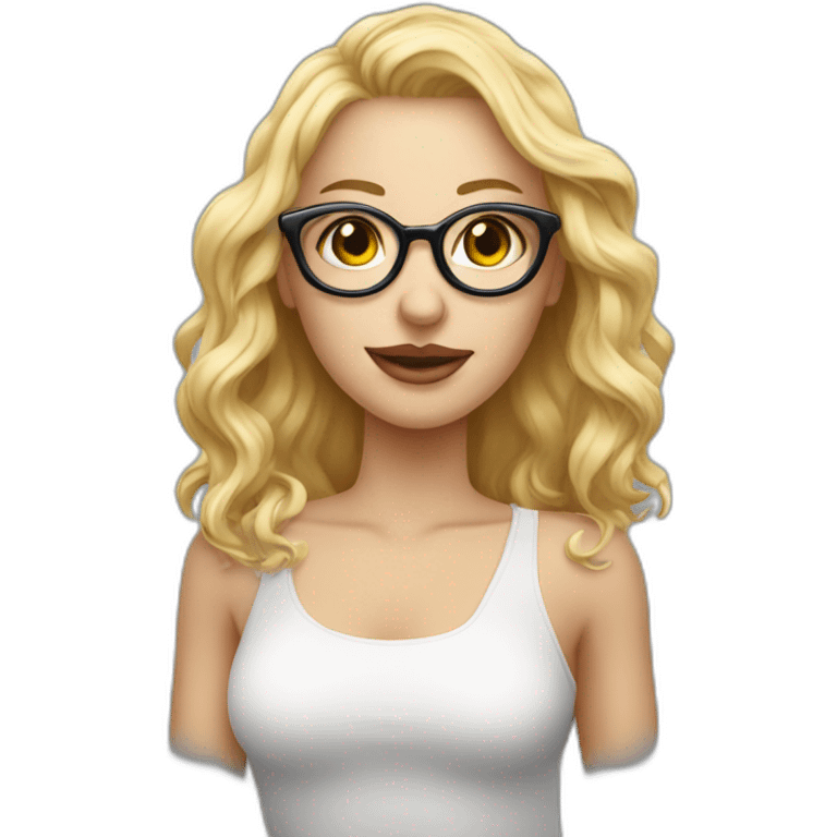 Blonde avec une natte et des grosses lunettes emoji