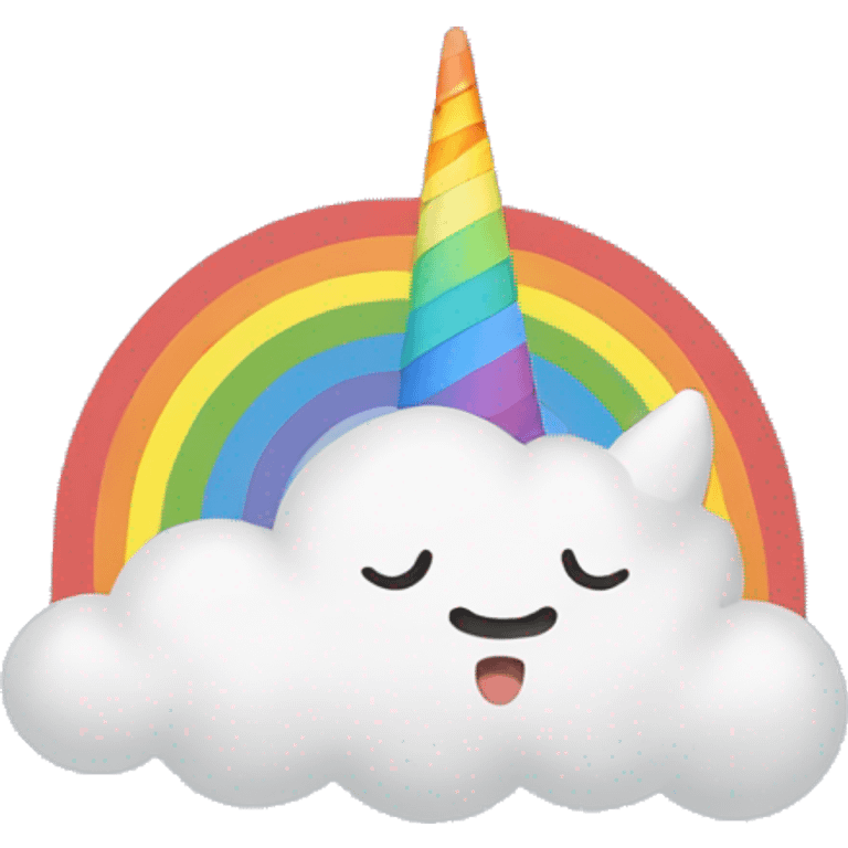 A cloud, rainbow, and unicorn above the human head. emoji