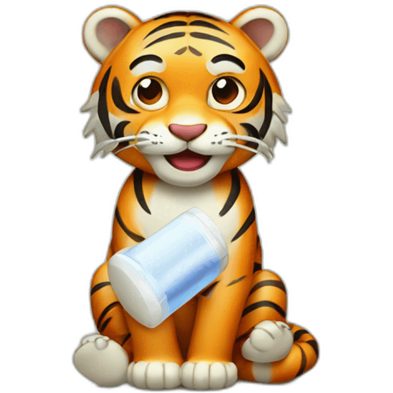 Healthy tiger taking medicine emoji