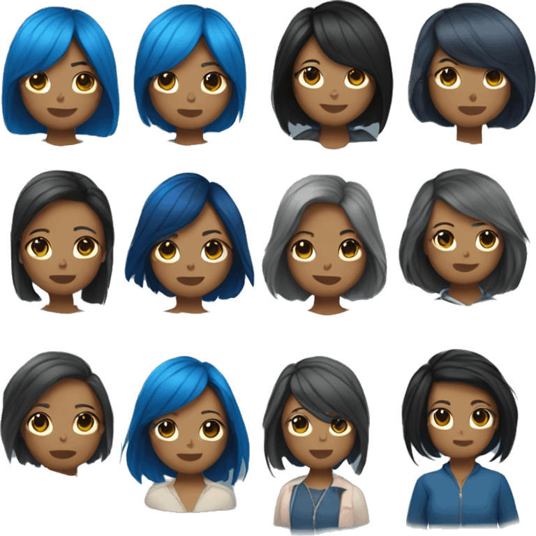 Aya Nakamura (black woman with long bob blue hair) emoji