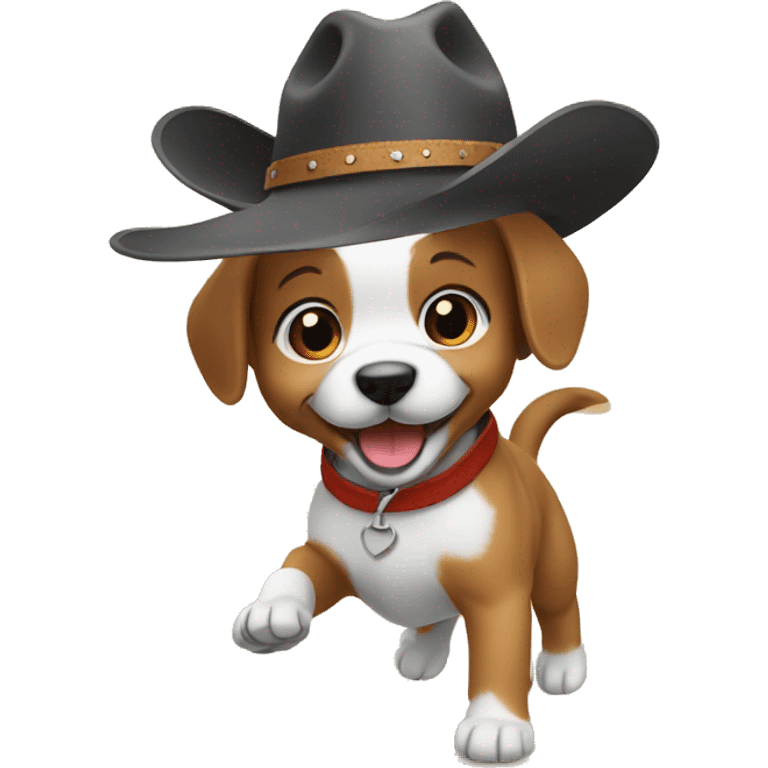 puppy with cowboy hat dancing emoji