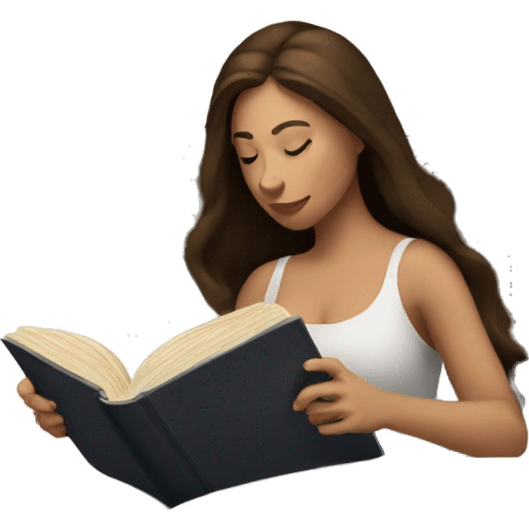 brunette white woman reading a bible in a bed with coffee emoji