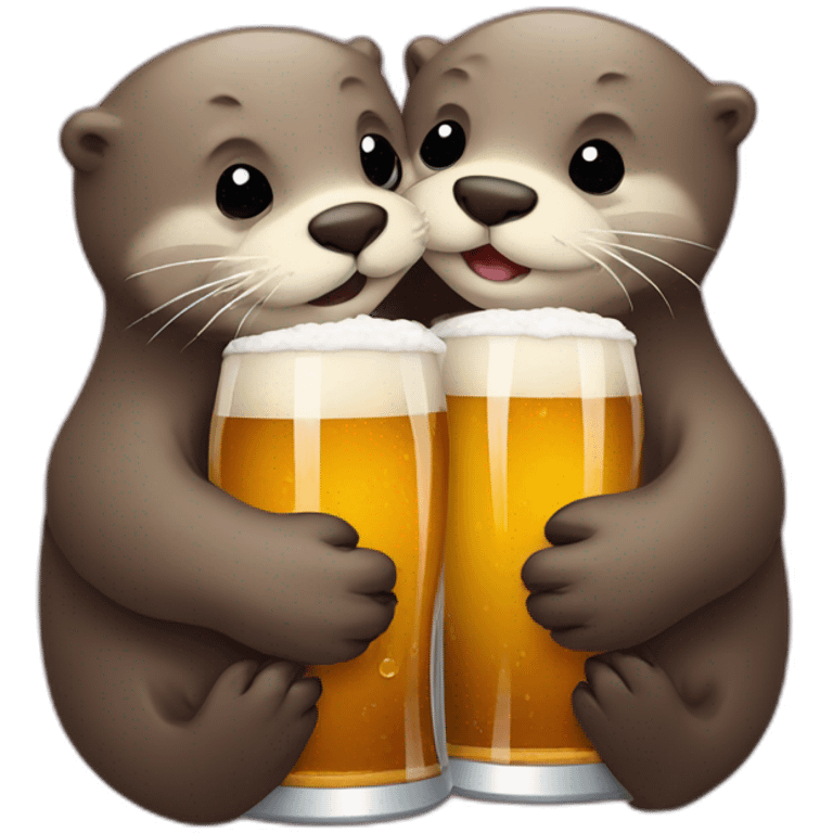 otters hugging making a heart drinkings many beers emoji