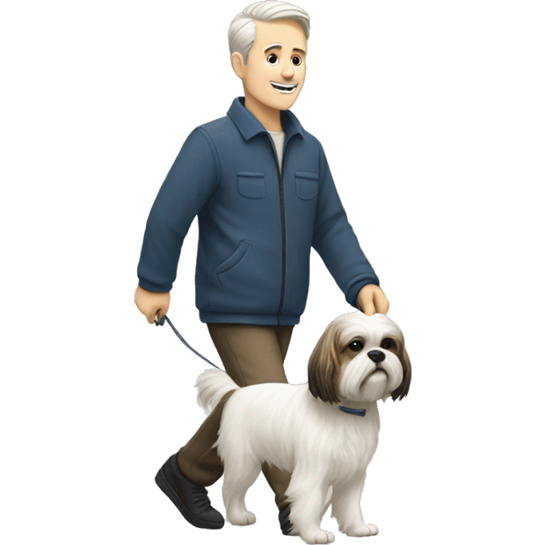 White man walking his shih tzu dog  emoji