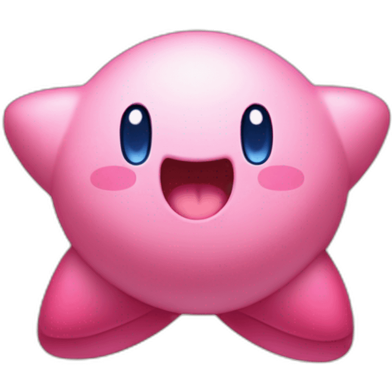 cute happy Kirby jumping on a star emoji