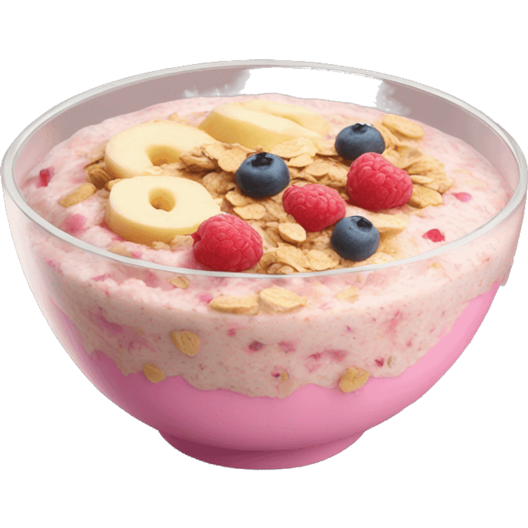 pink overnight oats bowl  emoji