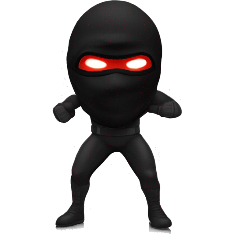 superhero with 3-hole balaclava, everything black, with glowing red laser eyes emoji