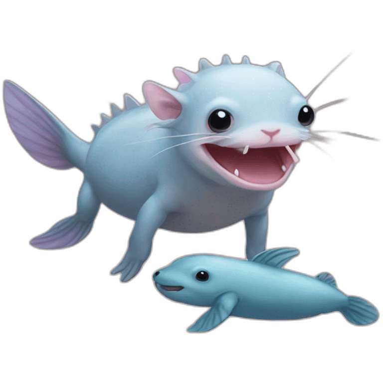 A axolotl with a sea lion emoji