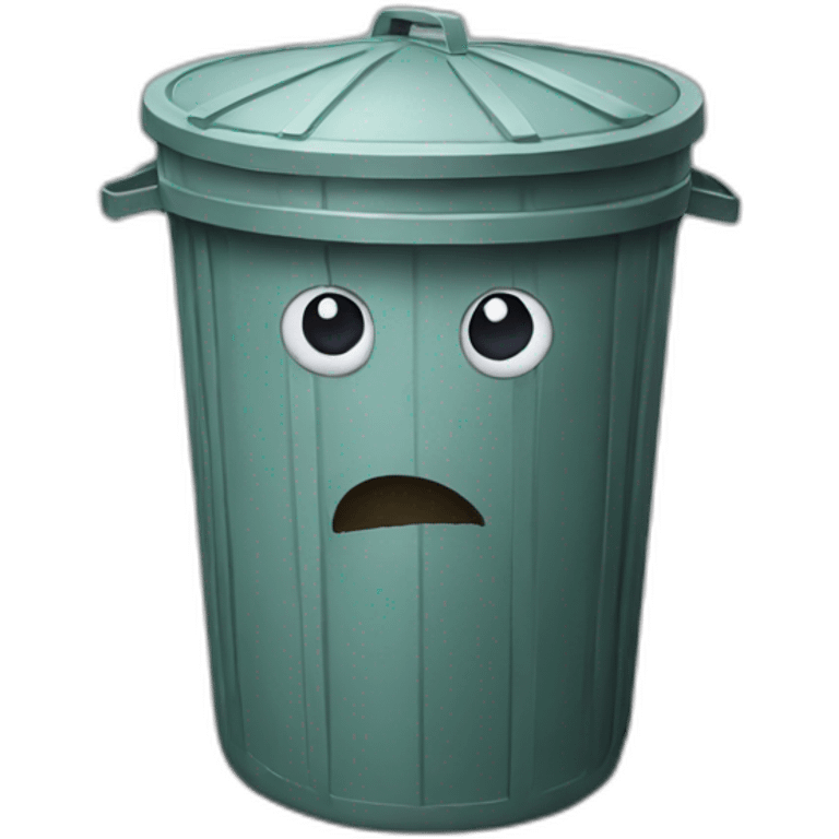 Trash bin with a face emoji