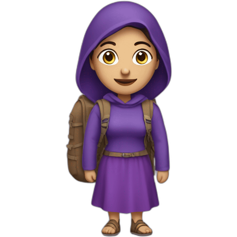 Armenian women in purple clothing with the rucksack emoji