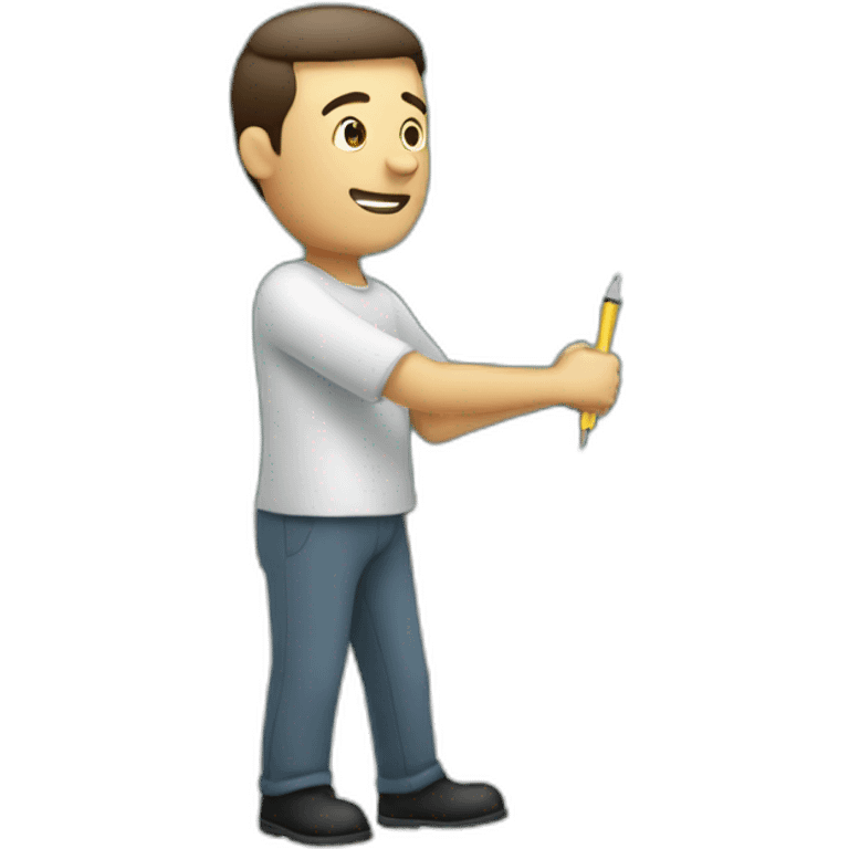 Man writing on a marker board emoji