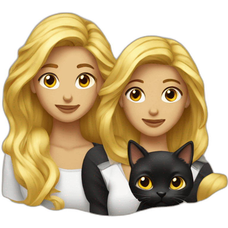 gold hair two women with one black cat emoji