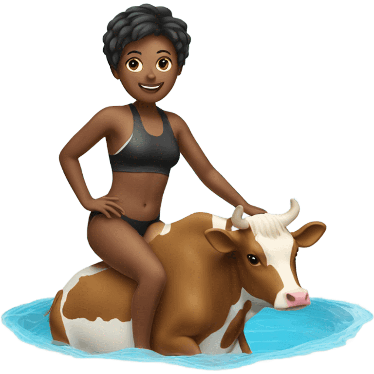 swimmer on cow emoji