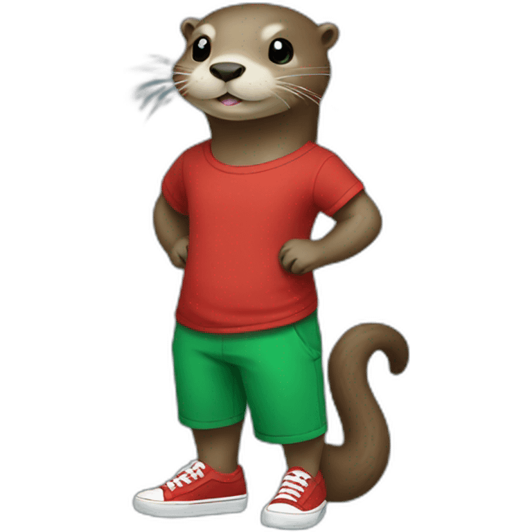 Otter with green t-shirt and red Vans emoji