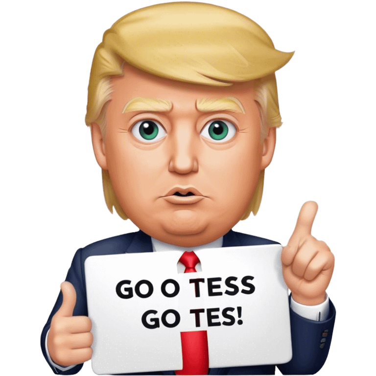 Donald trump holding a sign saying Go Tess  emoji