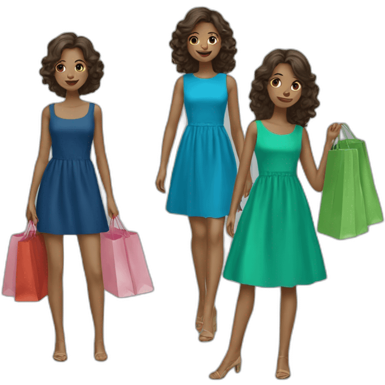 two girls shopping green dress blue dress emoji