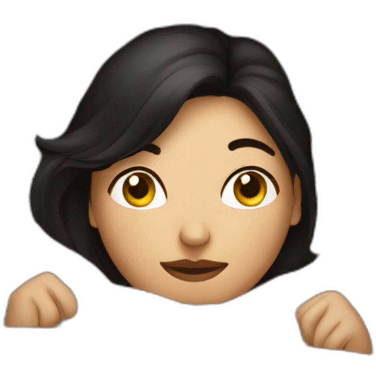 short dark haired woman in bed covered with duvet emoji