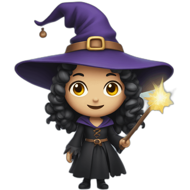 cute witch holding a wand emoji