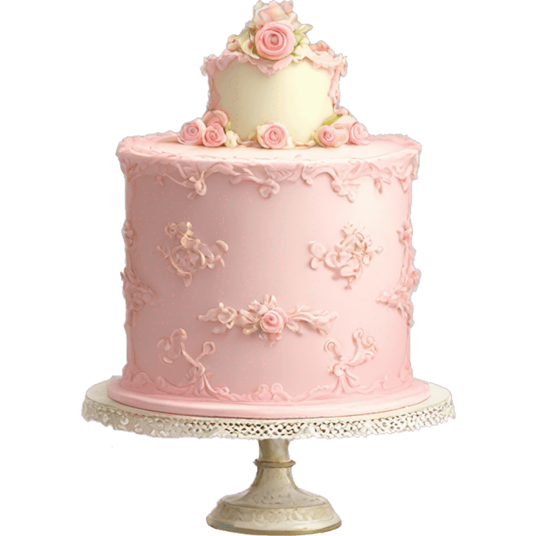 vintage rococo pale pink single layer cake emoji