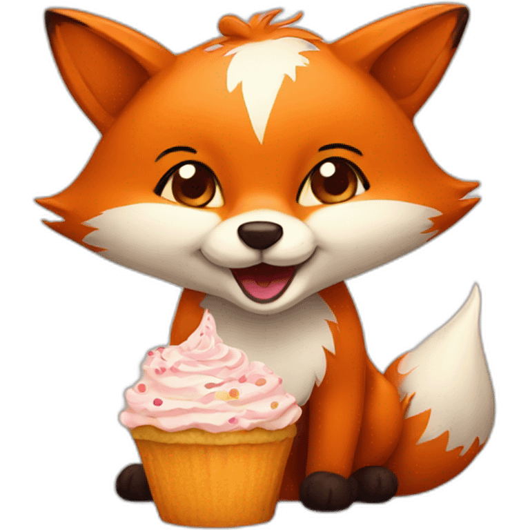 fox with cupcake emoji