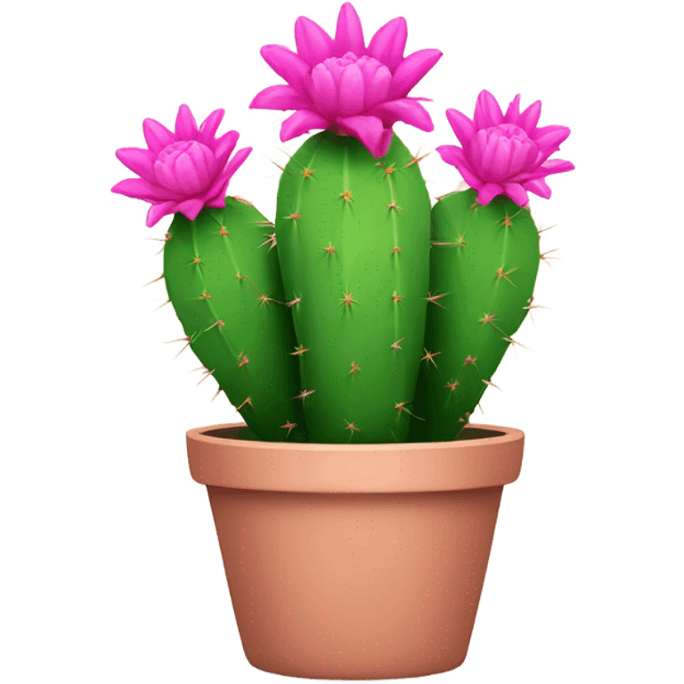 Cactus with pink flowers in a pot emoji