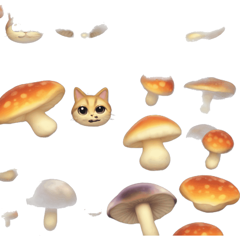 Please make a cat bee mushroom please. galaxy themed, 3 drafts. emoji