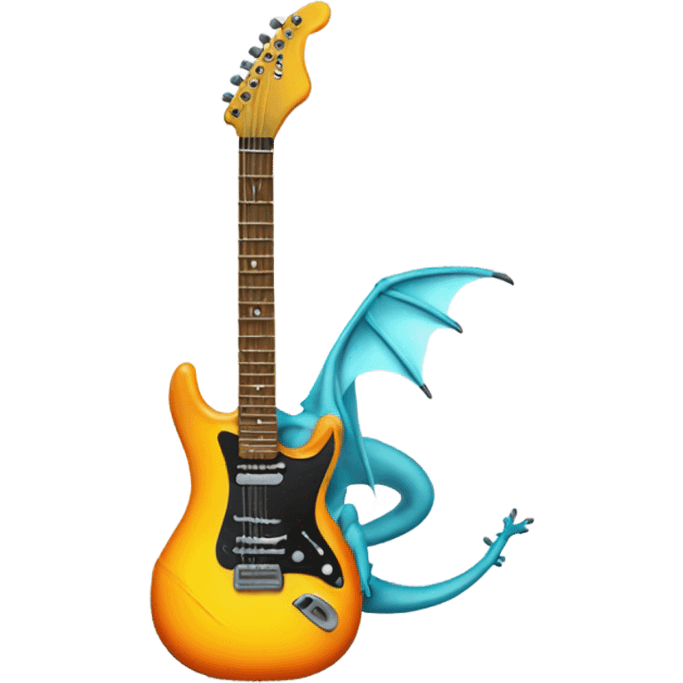 Mean Dragon with electric guitar emoji