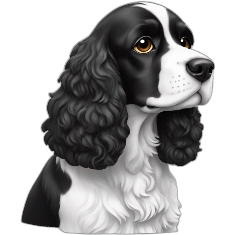 cocker spaniel black white white line head emoji