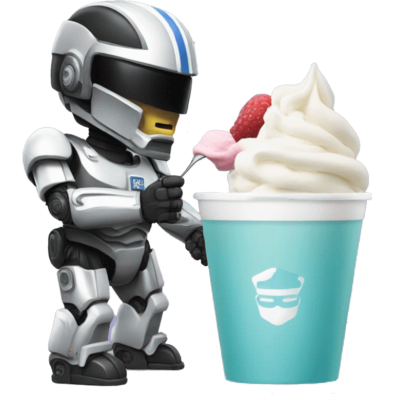 robocop eating frozen yogurt emoji