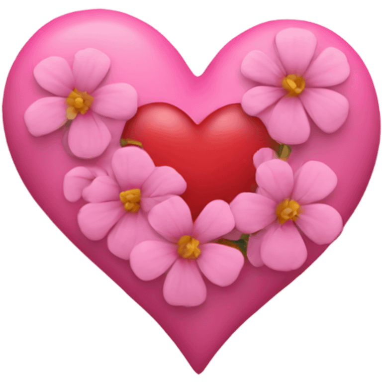 Pink heart with pink flowers emoji