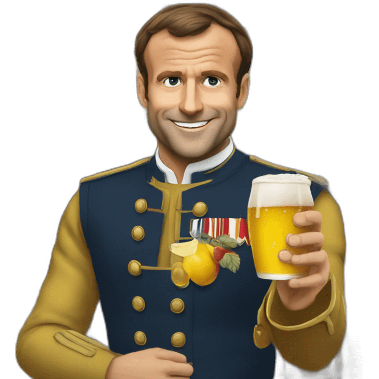 Macron buvant une bierre emoji