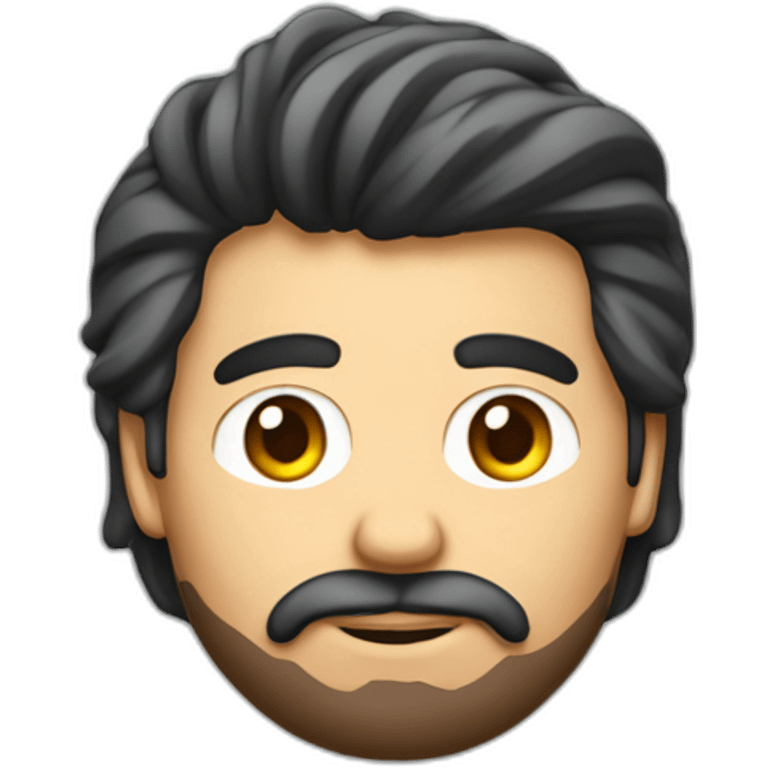 De un experto en redes sociales de cabello corto barba colombiano trabajando en su iMac  emoji