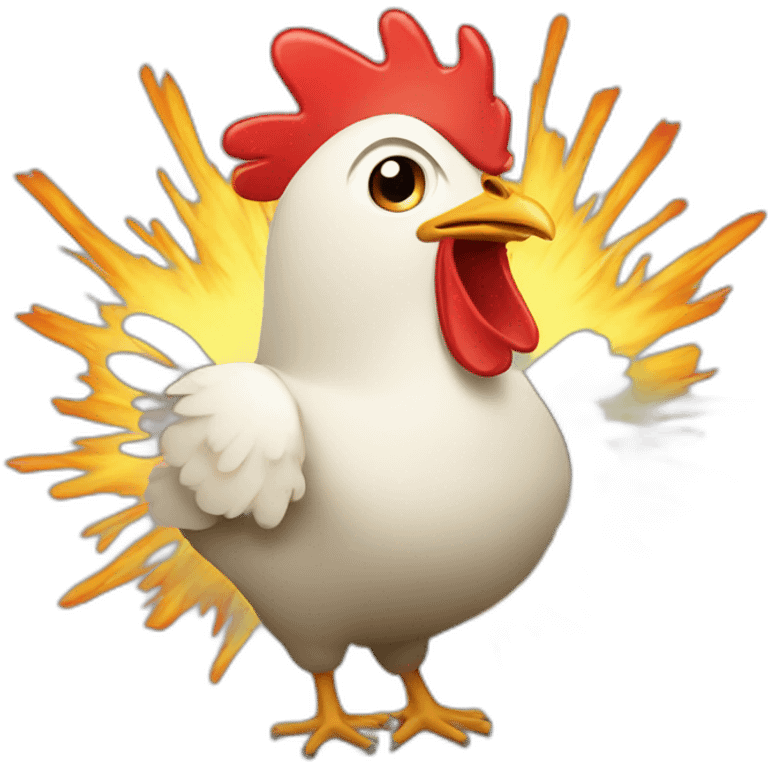 A chicken with an exploding head emoji