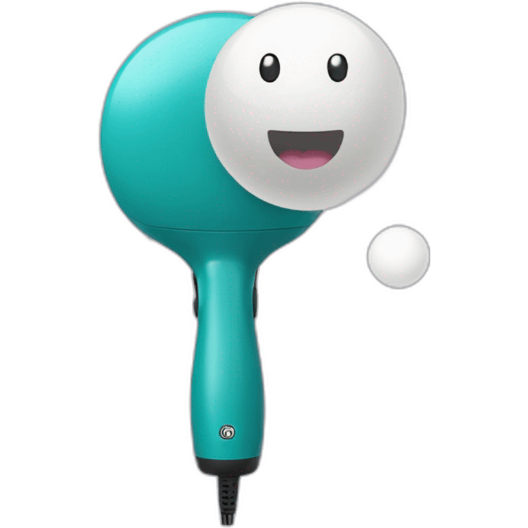 a ping pong ball floating with a hairdryer emoji