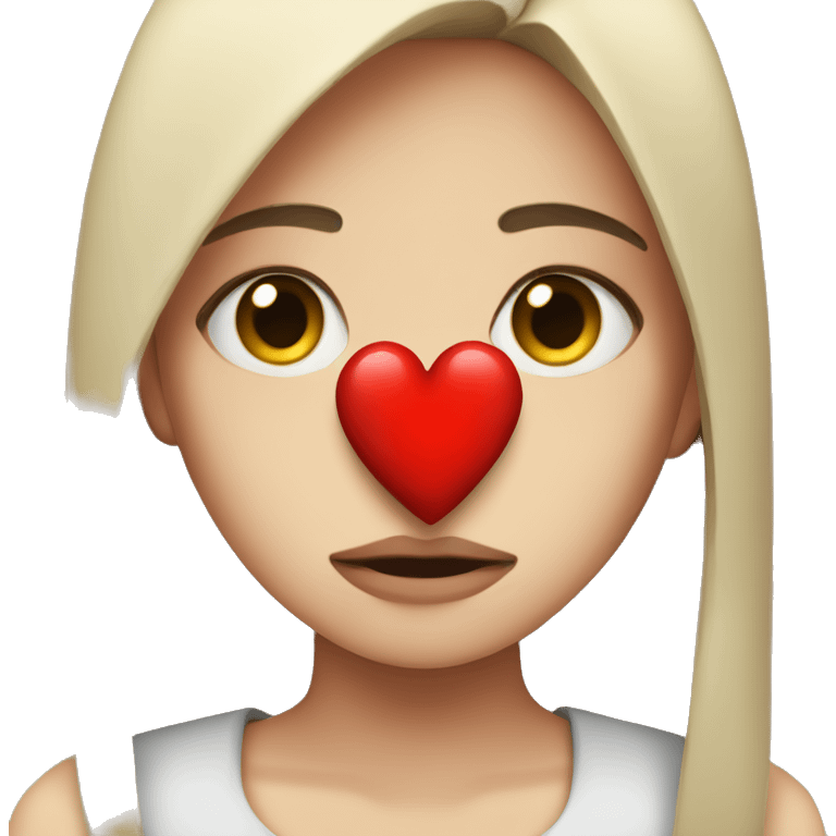 sad girl emoji holding a red broken heart emoji