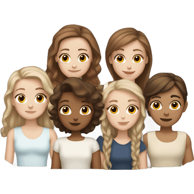 One white brother brown hair and five white sisters brown hair emoji