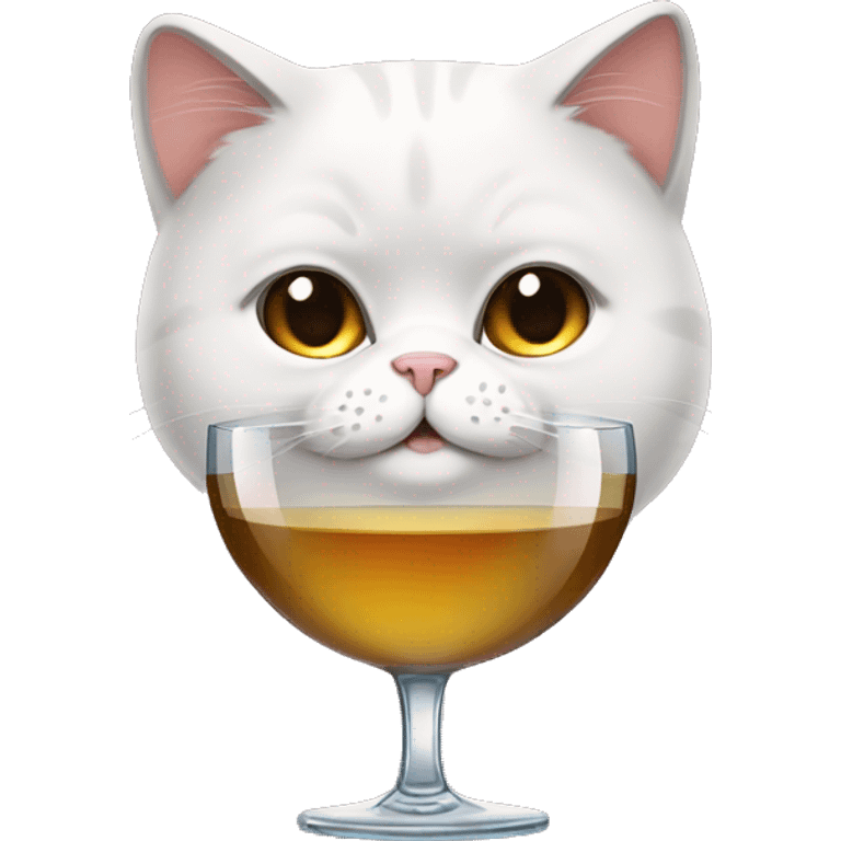 A fat furry british short hair cat with a wine glass emoji