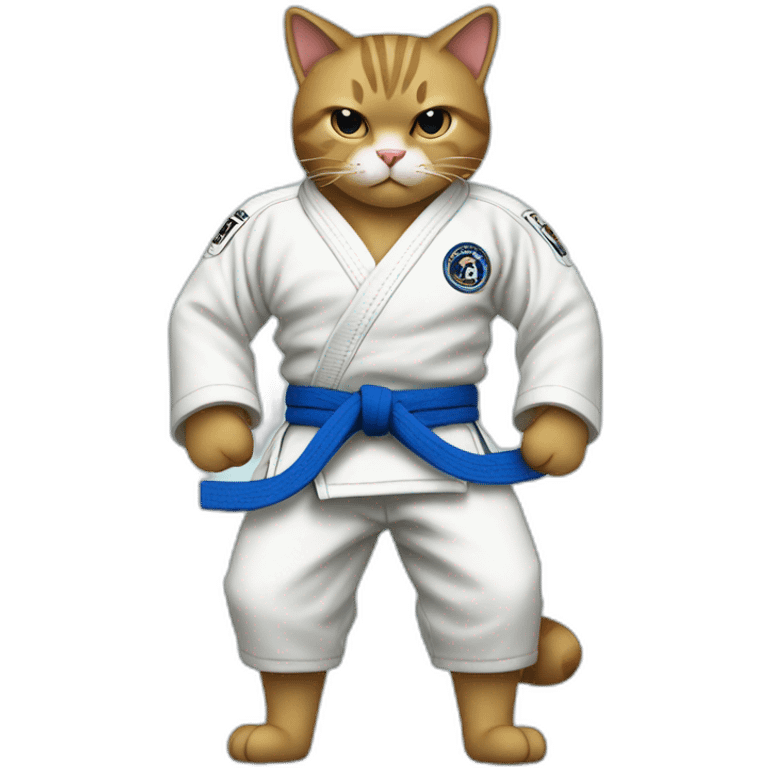 jiu-jitsu cat with blue belt emoji