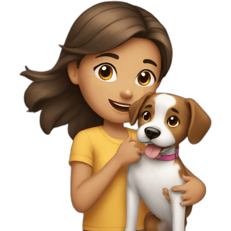 girl playing with a dog emoji