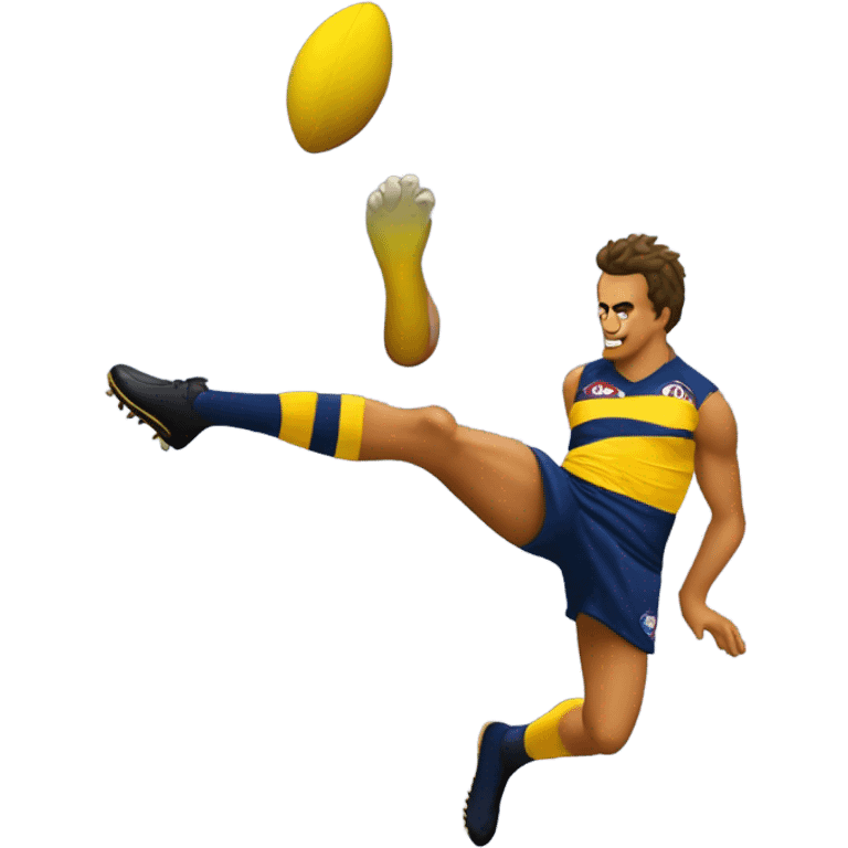 Nick daicos kicking an afl goal with a yellow ball on the MGC emoji